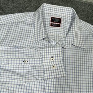 UNTUCKit Shirt Mens XL Blue Plaid Wrinkle Free Two Ply Cotton Button Down Slim F